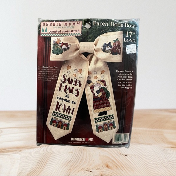 NWT Debbie Mumm Bows Santa Claus Counted Cross Stitch Kit - Picture 1 of 12
